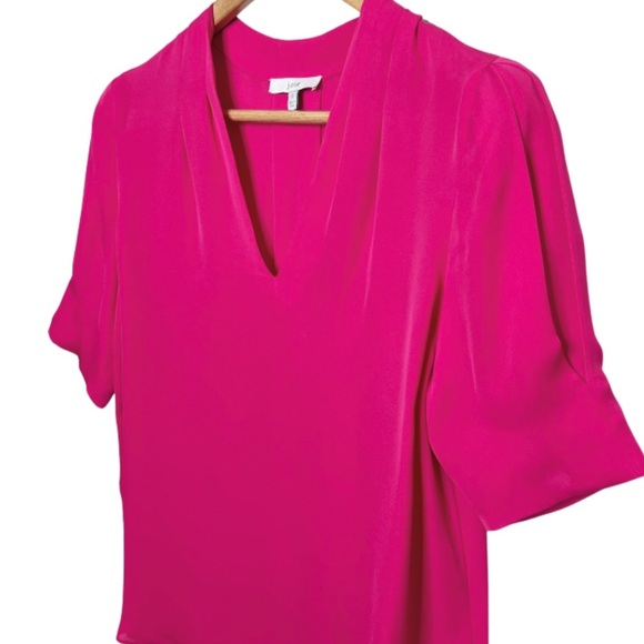 Joie Women's 100% Silk Pink V-Neck Short Cuff Sleeve Pleated Blouse Top Size S - Picture 6 of 16